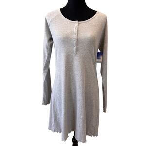 New ABOUND NORDSTROM Gray Long Sleeve Stretch Ribbed Henley T-Shirt Dress Size M